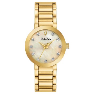 Bulova Ladies' Futuro Gold Tone Diamond Dial Watch