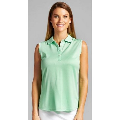 Bermuda Sands® Women's "Gigi" Solid Micro-Pique Sleeveless Polo Shirt