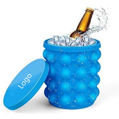 2 in 1 Silicon Ice Bucket and Ice Cube Maker For Frozen Whiskey, Cocktail, Beverages