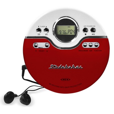 Studebaker Joggable Personal CD Player w/60 Second ASP & FM Radio (Red)