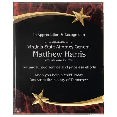 Red Marble Shooting Star Acrylic Plaque, 9" x 11"