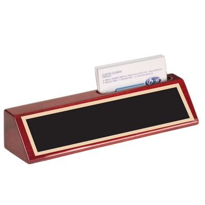 Rosewood Piano Finish Desk Wedge with Card Holder, 10 1/2"L