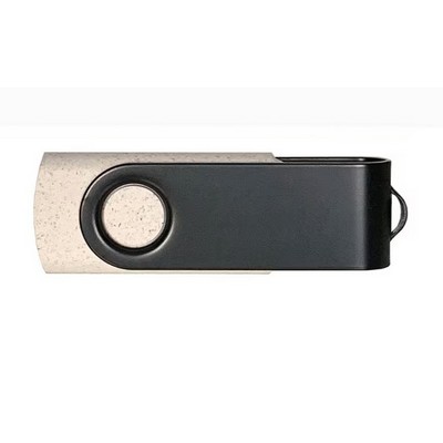 Wheat Straw Black Swivel Flash Drive