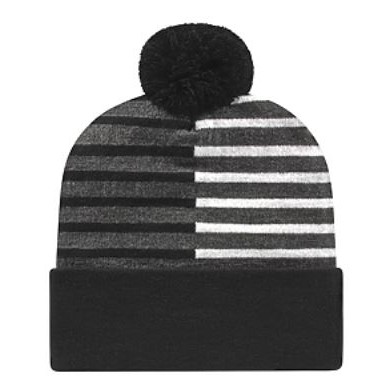 Cap America® USA Made Half Color Knit Cap w/Pom