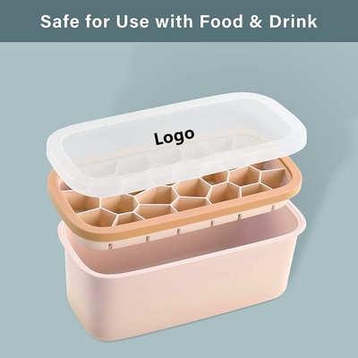 Silicone Ice Cube Trays Bin with Bucket Lid