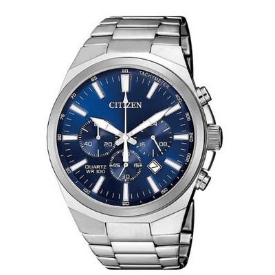 Citizen® Men's Quartz Chronograph Stainless Steel Watch w/Blue Dial