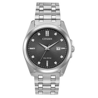 Citizen® Men's Eco-Drive® Corso Stainless Steel Watch w/Gray Dial