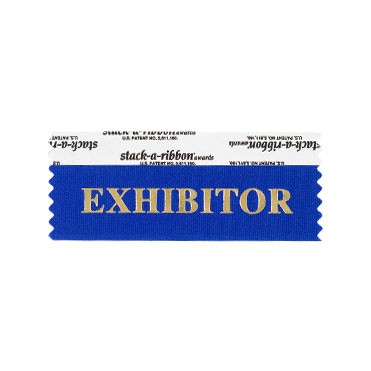 Exhibitor Stk-A-Rbn Blue Ribbon With Gold Imprint