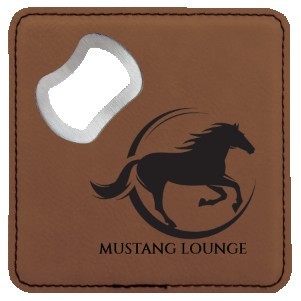 Square Dark Brown Leatherette Bottle Opener & Coaster