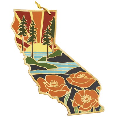 California State Shaped Cutting & Serving Board w/Artwork by Summer Stokes