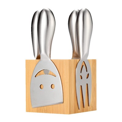 Cheese Knife Set with Wood Block