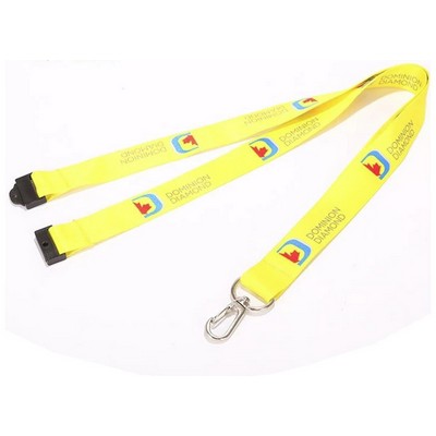 Dye sublimated polyester lanyard with hook and safety clip