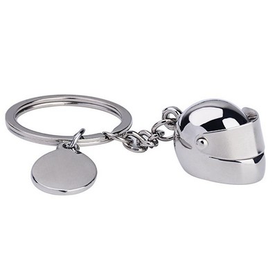 Silver Motorcycle Helmet Keychain