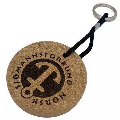 Round Circle Cork Keychain