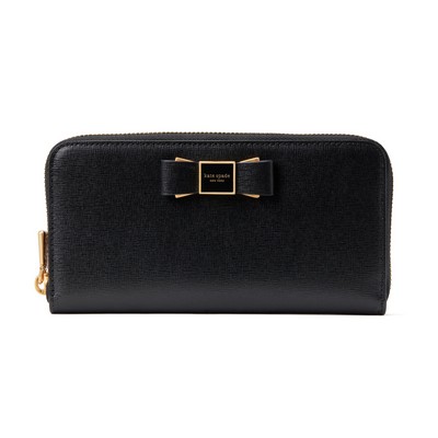 Kate Spade Morgan Bow Emblemished Zip Around Continental Wallet Black