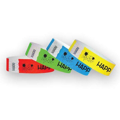 3/4" wide x 10" long - 3/4" Happy Birthday Tyvek Wristbands Blank 0/0