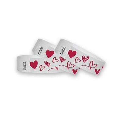 3/4" wide x 10" long - 3/4" Hearts of Love Full Color Wristbands Printed 1/0