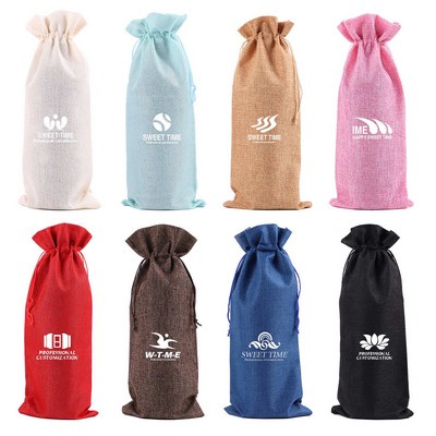 Dust-proof Linen Red Wine Packaging Bag With Drawstrings