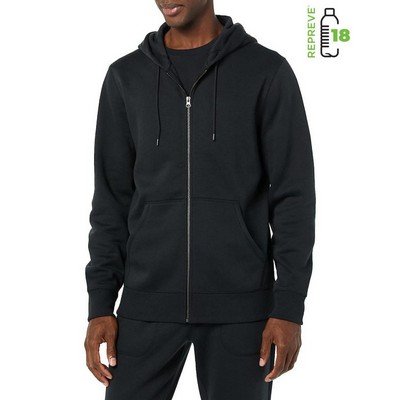 REPREVE® Men's rPET Full-Zip Washed Fleece Hoodie w/ Kangaroo Pocket & Wrinkle Free