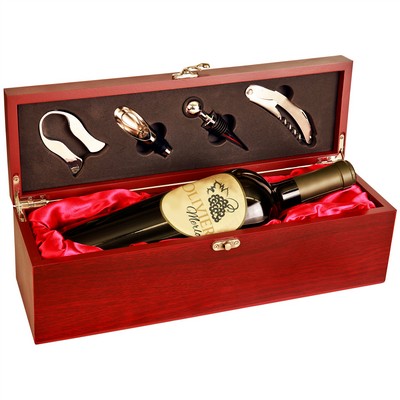 Rosewood Finish Single Wine Box with Tools