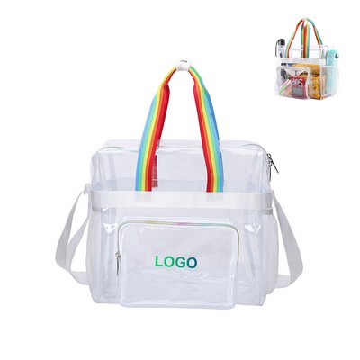 Clear Tote Bag with Rainbow Strap (direct import)