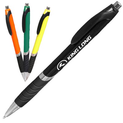 Clickable Rubber Grip Plastic Ballpoint Pens