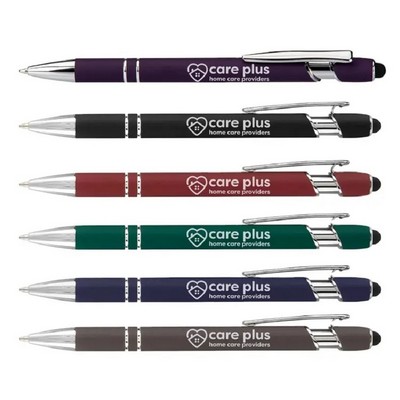 Rubberized Aluminum Custom Stylus Ballpoint Pen