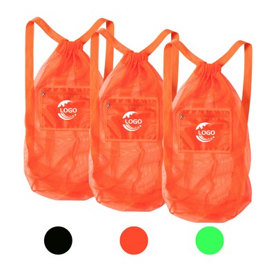 MOQ 50pcs Net Pocket Drawstring Mesh Tote Bag