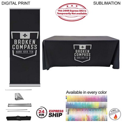 24Hr Express Ship Deluxe Tradeshow Package, Deluxe Retractable Banner+ Premium Sublimated tablecloth