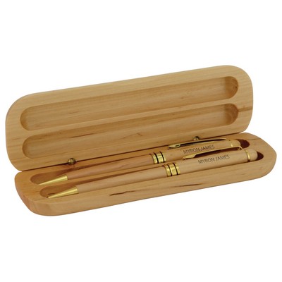 Maple Pen & Pencil Set-Double Cavity, Award Trophy,