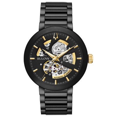 Bulova® Men's Modern Collection Black Automatic Watch w/Gold Accents