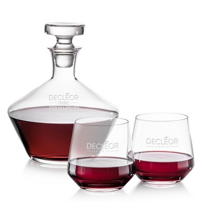 Tucson Decanter & 2 Stemless Wine