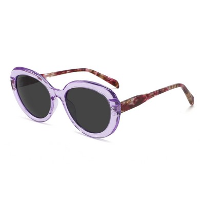 Sunglasses - Smoke Lenses - Purple Clear Frames