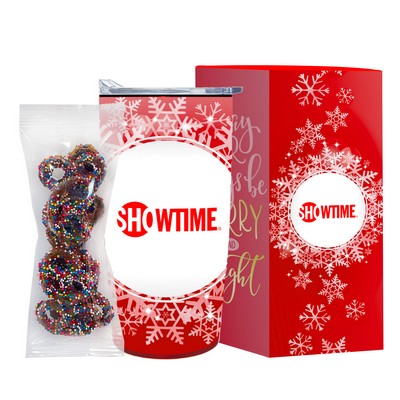 20 Oz. Straight Tumbler Gift Set (Milk Chocolate Pretzels w/ Rainbow Nonpareils)