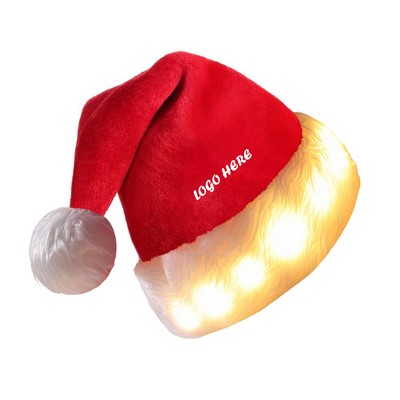 Custom Santa Hat LED Light Up Christmas Hat