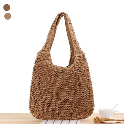 Hand-woven Soft Large Straw Shoulder Beach Bag