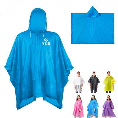 Reusable Rain Ponchos With Drawstring Hood