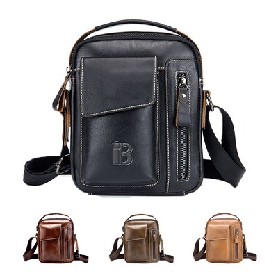 Genuine Leather Men's Retro Fashion Crossbody Bag