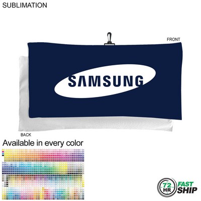 72 Hr Fast Ship - Oversized Golf Towel in Microfiber Terry, 20x40, with Black Hook, Sublimated