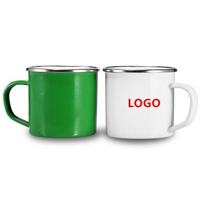 12 Oz. Enamel Mug w/Stainless Steel Rim