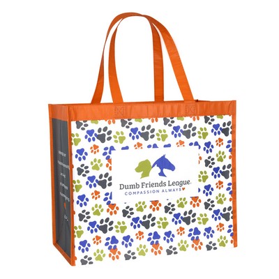 Custom Full-Color Printed 145g Laminated RPET (recycled from plastic bottles) Tote Bag 15"x13"x8"