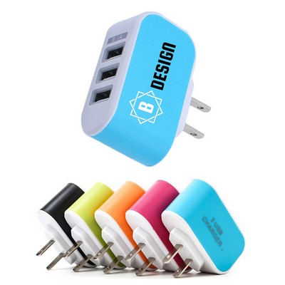 Full Color 3 Port USB Wall Charger With Led