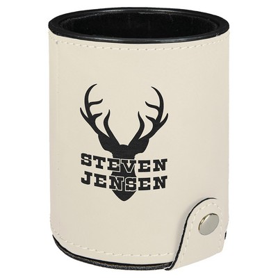 White Laserable Leatherette Dice Cup with 5 Dice