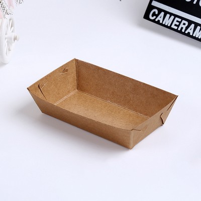 Kraft Paper Disposable Greaseproof Boat-shaped Packing Box