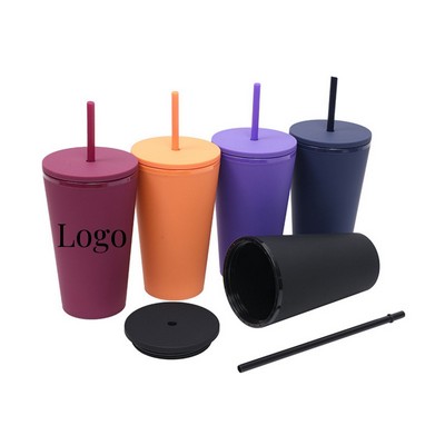 16 oz Double-Layer Frosted Straw Cup