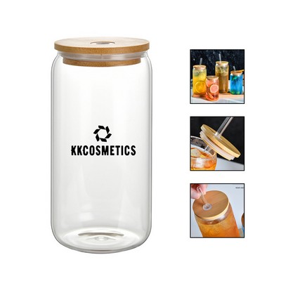 Eco Glass Water Bottle w/Lid & Straw