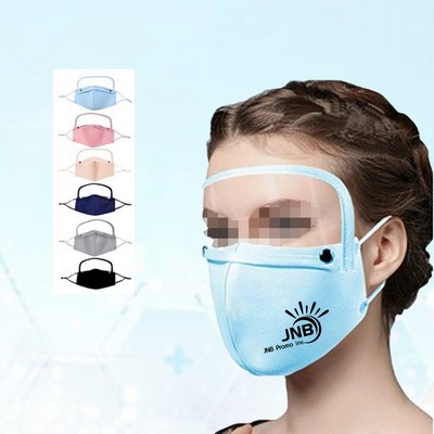 Cotton Face Mask with Clear Eye Shield Window