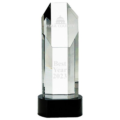 Octagon Slant-Top Crystal on Black Pedestal Base Award