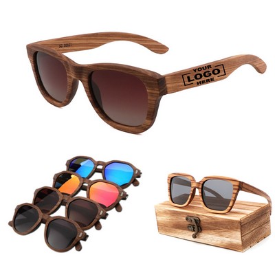 Faux Wood Plastic Sunglasses