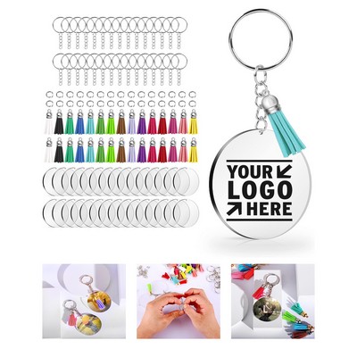 Acrylic Keychain Blanks with Tassels and Key Rings